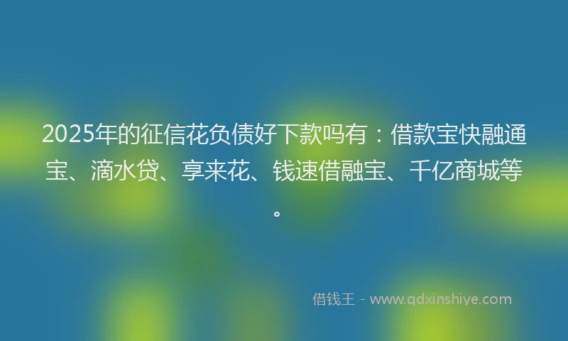 2025年的征信花负债好下款吗有：借款宝快融通宝、滴水贷、享来花、钱速借融宝、千亿商城等。
