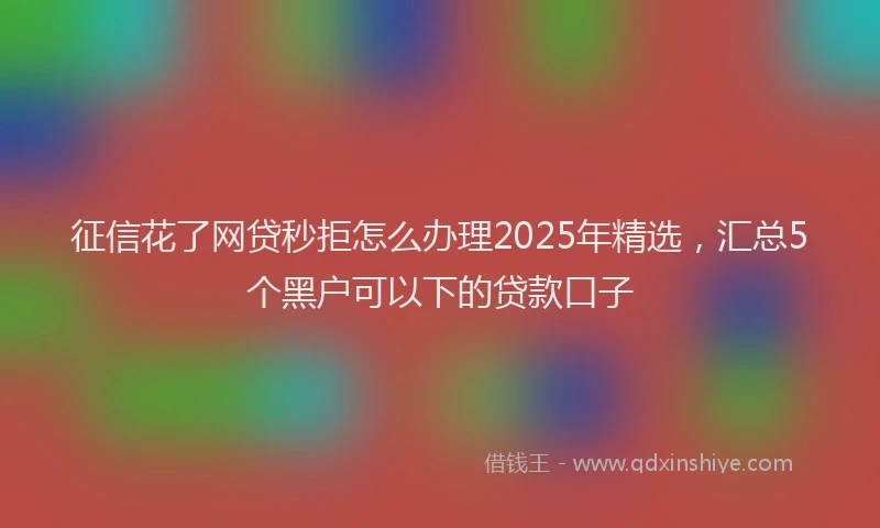征信花了网贷秒拒怎么办理2025年精选，汇总5个黑户可以下的贷款口子