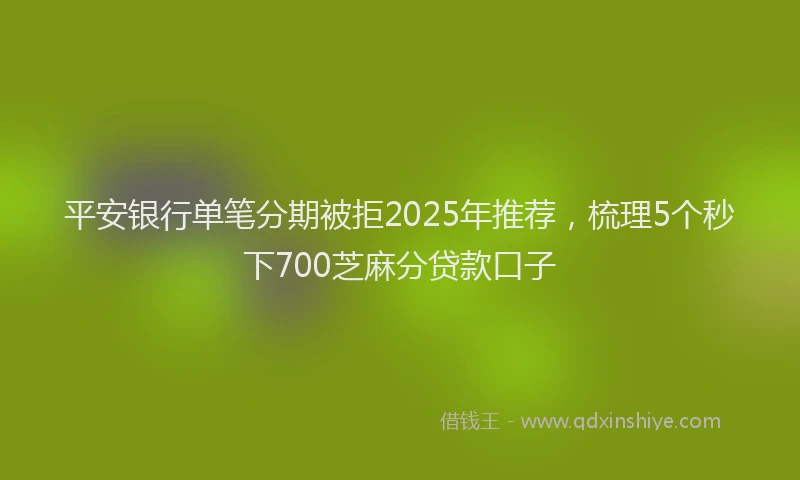 平安银行单笔分期被拒2025年推荐，梳理5个秒下700芝麻分贷款口子