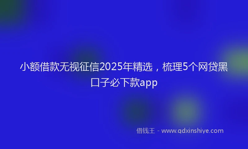 小额借款无视征信2025年精选，梳理5个网贷黑口子必下款app