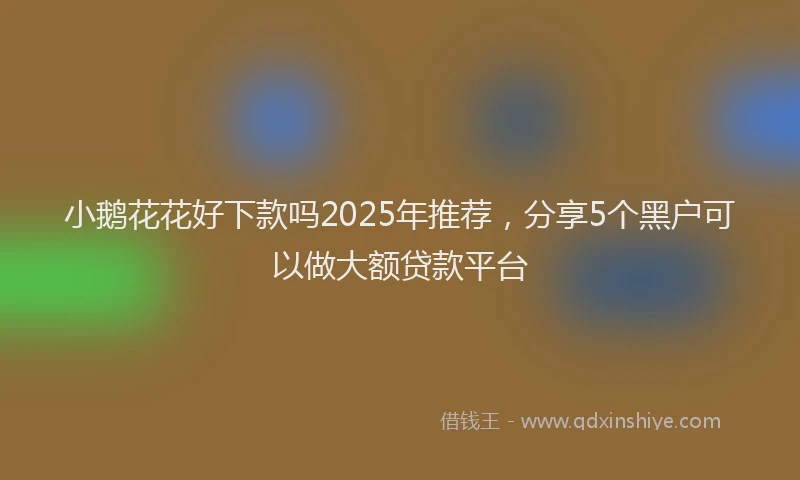 小鹅花花好下款吗2025年推荐，分享5个黑户可以做大额贷款平台