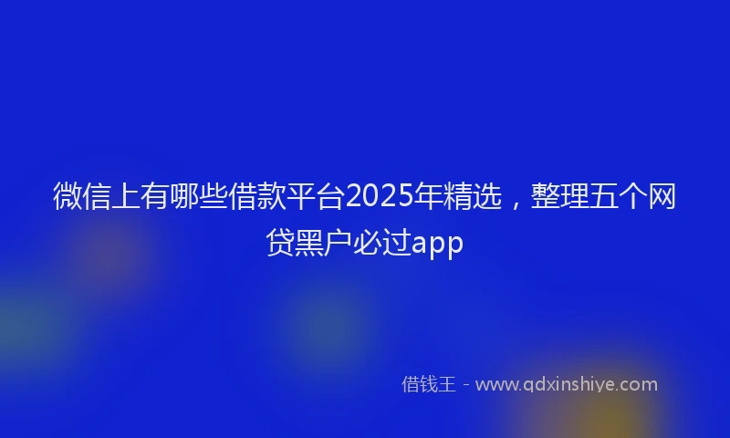微信上有哪些借款平台2025年精选，整理五个网贷黑户必过app