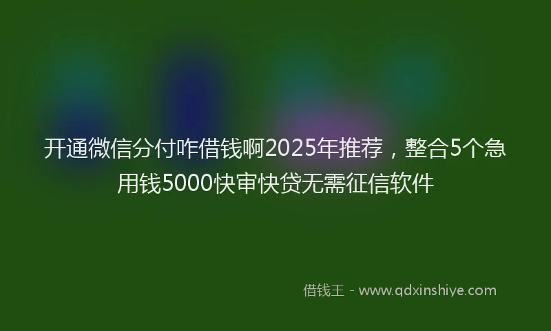 开通微信分付咋借钱啊2025年推荐，整合5个急用钱5000快审快贷无需征信软件