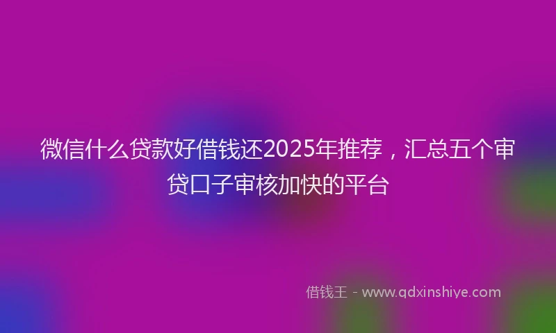 微信什么贷款好借钱还2025年推荐，汇总五个审贷口子审核加快的平台