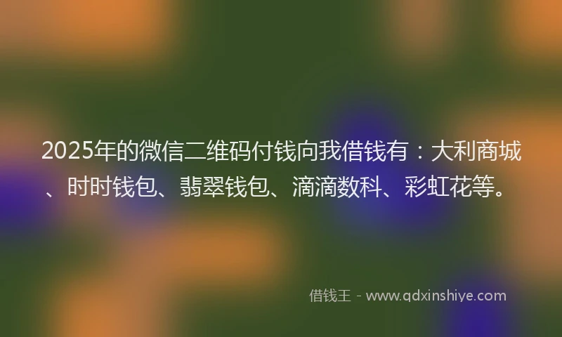 2025年的微信二维码付钱向我借钱有：大利商城、时时钱包、翡翠钱包、滴滴数科、彩虹花等。