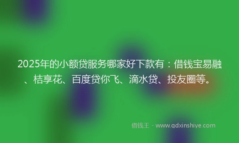 2025年的小额贷服务哪家好下款有：借钱宝易融、桔享花、百度贷你飞、滴水贷、投友圈等。