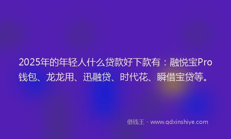 2025年的年轻人什么贷款好下款有：融悦宝Pro钱包、龙龙用、迅融贷、时代花、瞬借宝贷等。