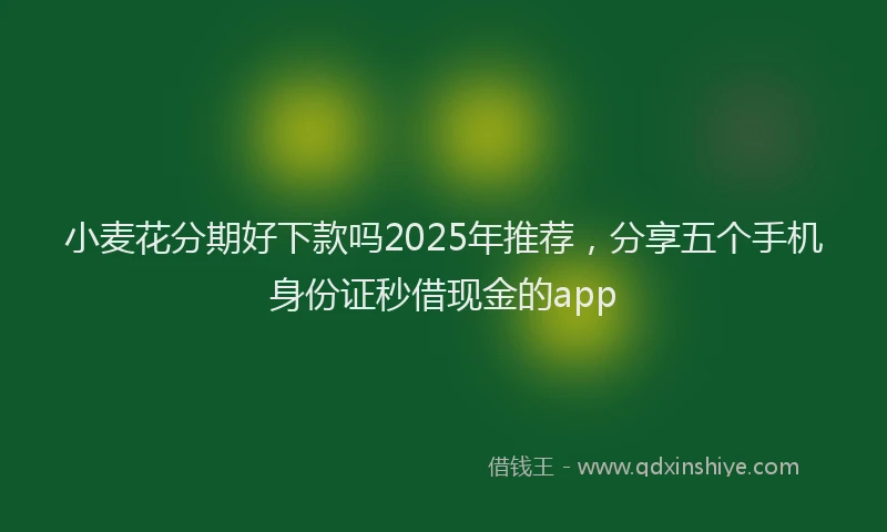 小麦花分期好下款吗2025年推荐，分享五个手机身份证秒借现金的app