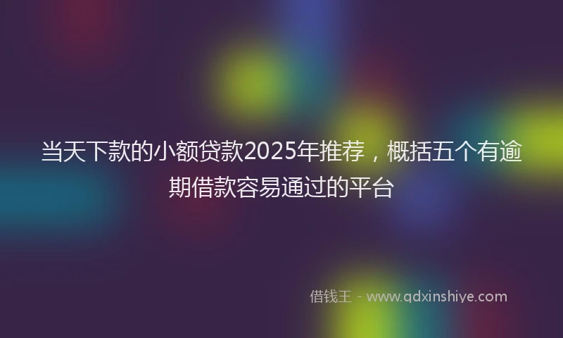 当天下款的小额贷款2025年推荐，概括五个有逾期借款容易通过的平台