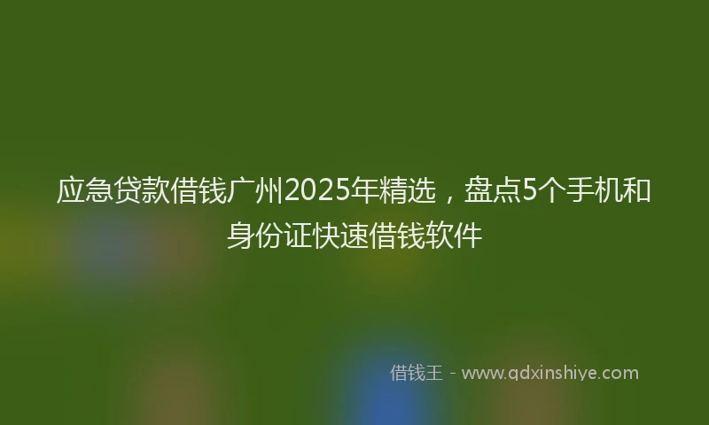 应急贷款借钱广州2025年精选，盘点5个手机和身份证快速借钱软件