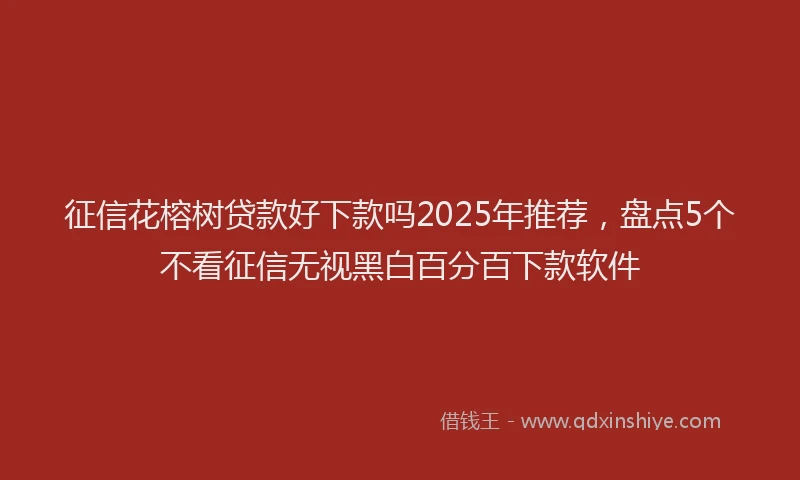 征信花榕树贷款好下款吗2025年推荐，盘点5个不看征信无视黑白百分百下款软件