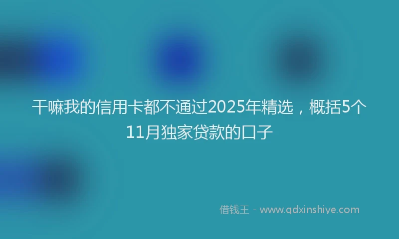 干嘛我的信用卡都不通过2025年精选，概括5个11月独家贷款的口子