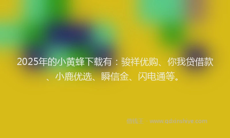 2025年的小黄蜂下载有：骏祥优购、你我贷借款、小鹿优选、瞬信金、闪电通等。