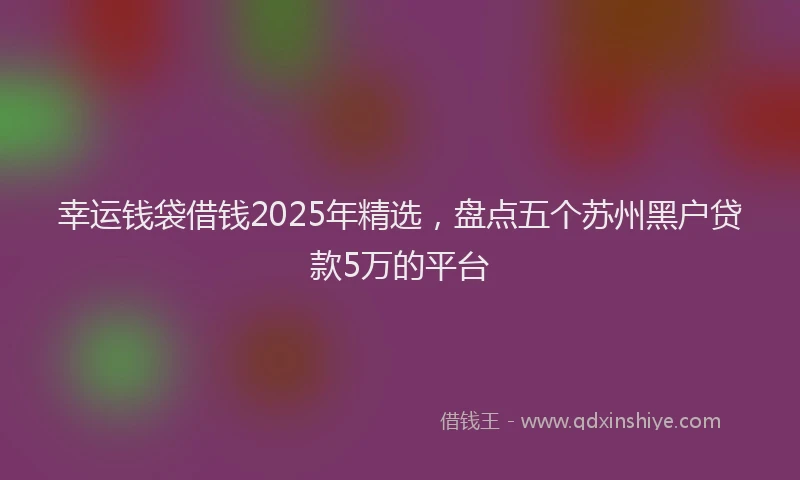 幸运钱袋借钱2025年精选，盘点五个苏州黑户贷款5万的平台
