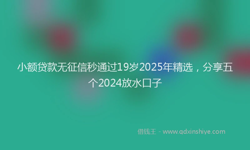 小额贷款无征信秒通过19岁2025年精选，分享五个2024放水口子