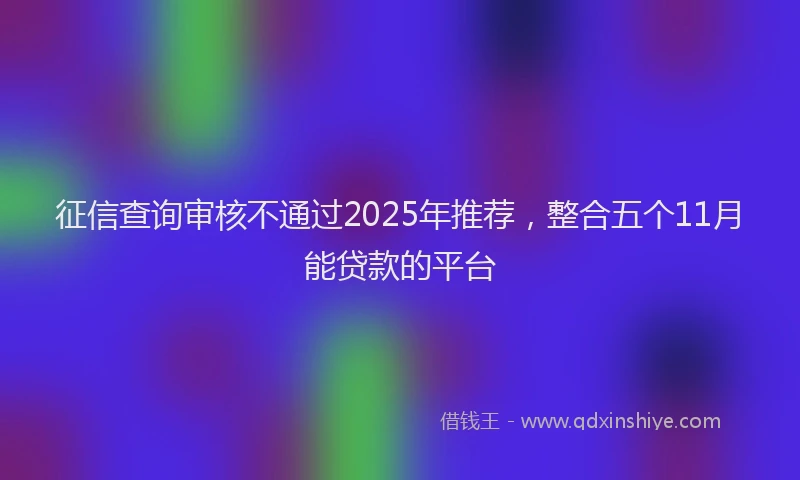 征信查询审核不通过2025年推荐，整合五个11月能贷款的平台