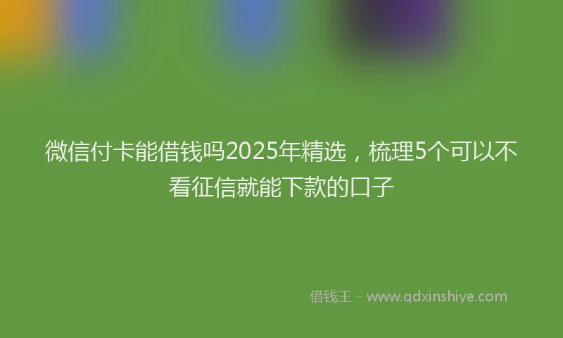微信付卡能借钱吗2025年精选，梳理5个可以不看征信就能下款的口子
