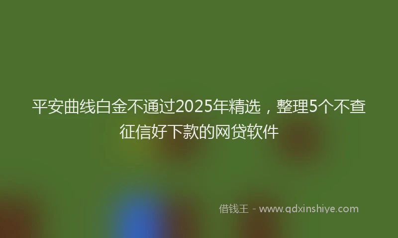 平安曲线白金不通过2025年精选，整理5个不查征信好下款的网贷软件