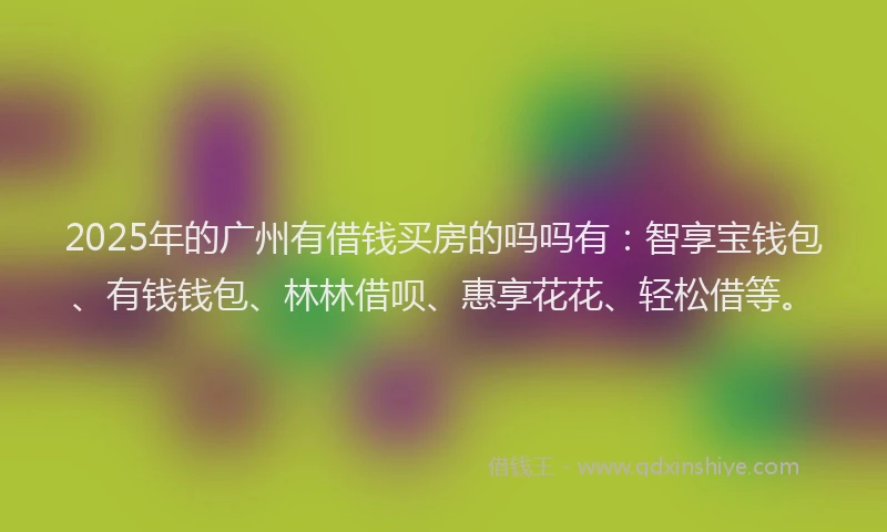 2025年的广州有借钱买房的吗吗有：智享宝钱包、有钱钱包、林林借呗、惠享花花、轻松借等。