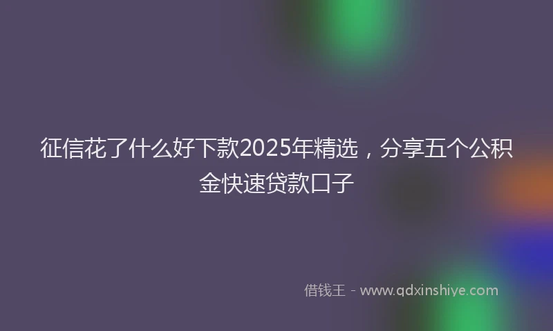 征信花了什么好下款2025年精选，分享五个公积金快速贷款口子