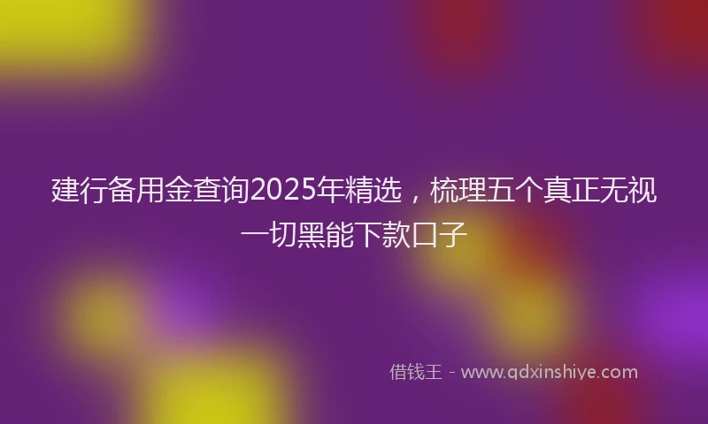 建行备用金查询2025年精选，梳理五个真正无视一切黑能下款口子