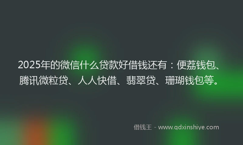 2025年的微信什么贷款好借钱还有：便荔钱包、腾讯微粒贷、人人快借、翡翠贷、珊瑚钱包等。
