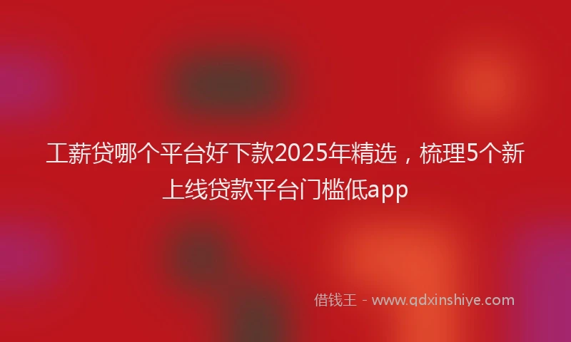 工薪贷哪个平台好下款2025年精选，梳理5个新上线贷款平台门槛低app