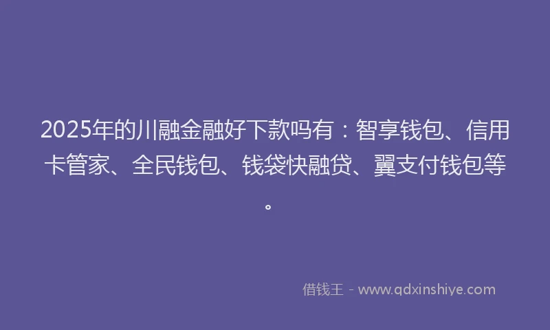 2025年的川融金融好下款吗有：智享钱包、信用卡管家、全民钱包、钱袋快融贷、翼支付钱包等。