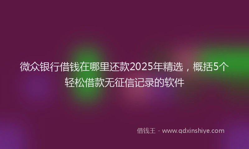 微众银行借钱在哪里还款2025年精选，概括5个轻松借款无征信记录的软件