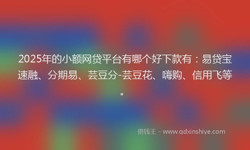 2025年的小额网贷平台有哪个好下款有：易贷宝速融、分期易、芸豆分-芸豆花、嗨购、信用飞等。