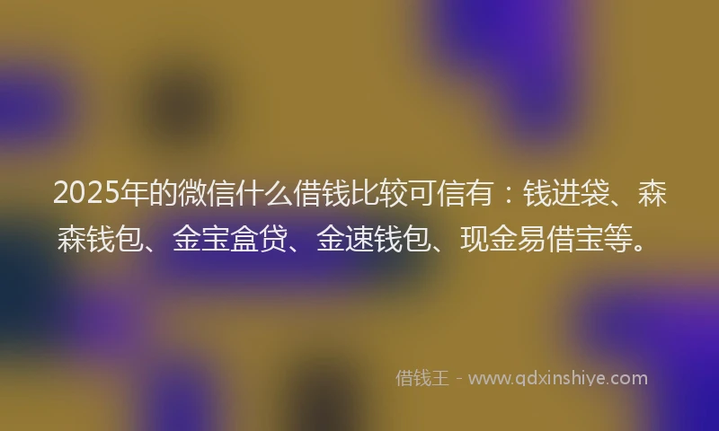 2025年的微信什么借钱比较可信有：钱进袋、森森钱包、金宝盒贷、金速钱包、现金易借宝等。