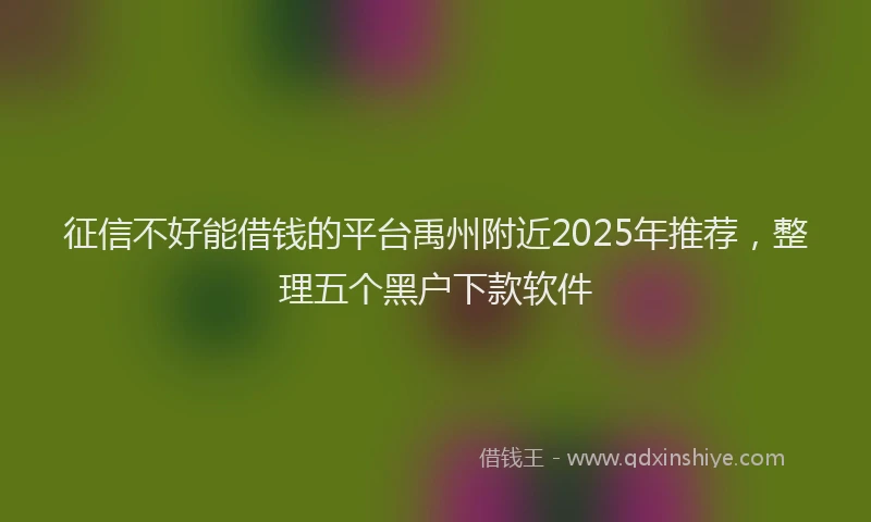 征信不好能借钱的平台禹州附近2025年推荐，整理五个黑户下款软件