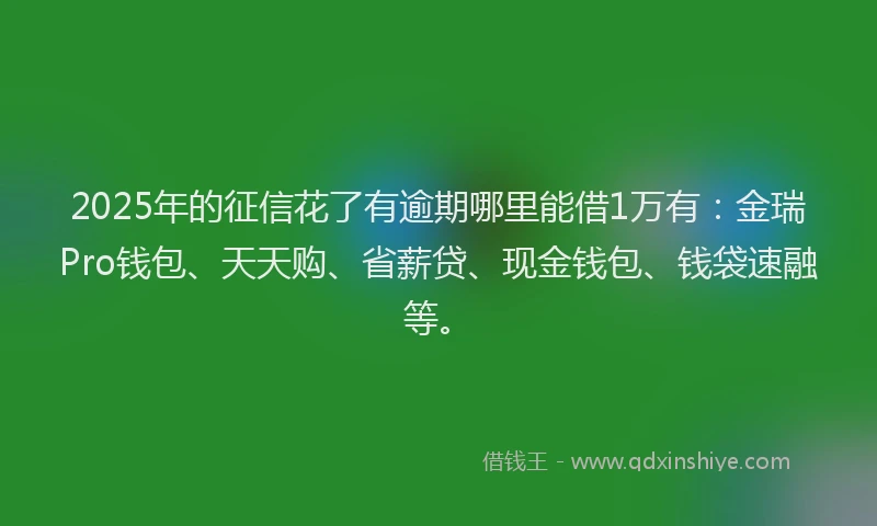 2025年的征信花了有逾期哪里能借1万有：金瑞Pro钱包、天天购、省薪贷、现金钱包、钱袋速融等。