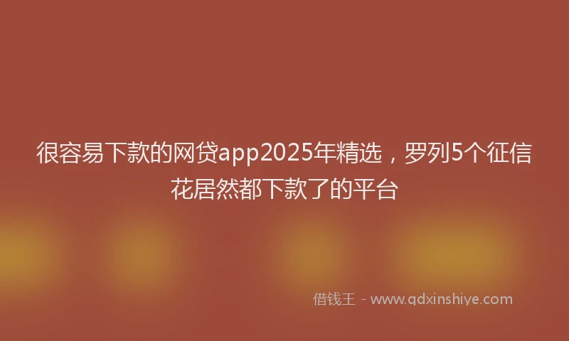 很容易下款的网贷app2025年精选，罗列5个征信花居然都下款了的平台