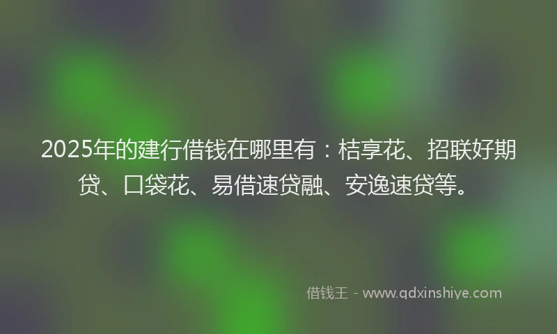 2025年的建行借钱在哪里有：桔享花、招联好期贷、口袋花、易借速贷融、安逸速贷等。