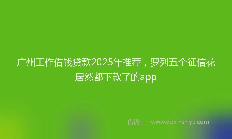 广州工作借钱贷款2025年推荐，罗列五个征信花居然都下款了的app