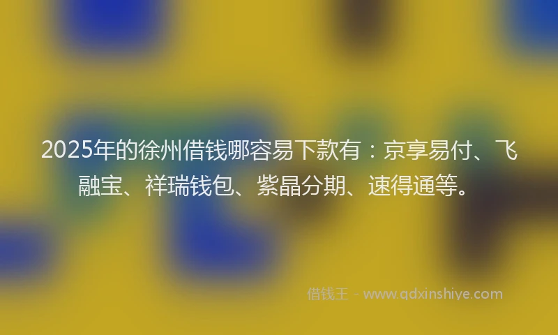 2025年的徐州借钱哪容易下款有：京享易付、飞融宝、祥瑞钱包、紫晶分期、速得通等。