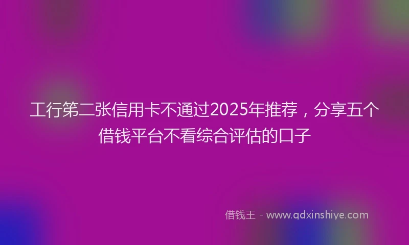 工行笫二张信用卡不通过2025年推荐，分享五个借钱平台不看综合评估的口子