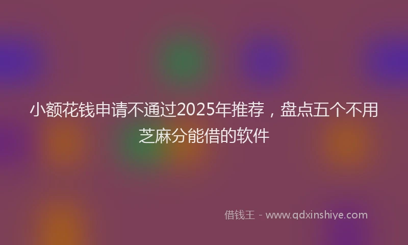 小额花钱申请不通过2025年推荐，盘点五个不用芝麻分能借的软件