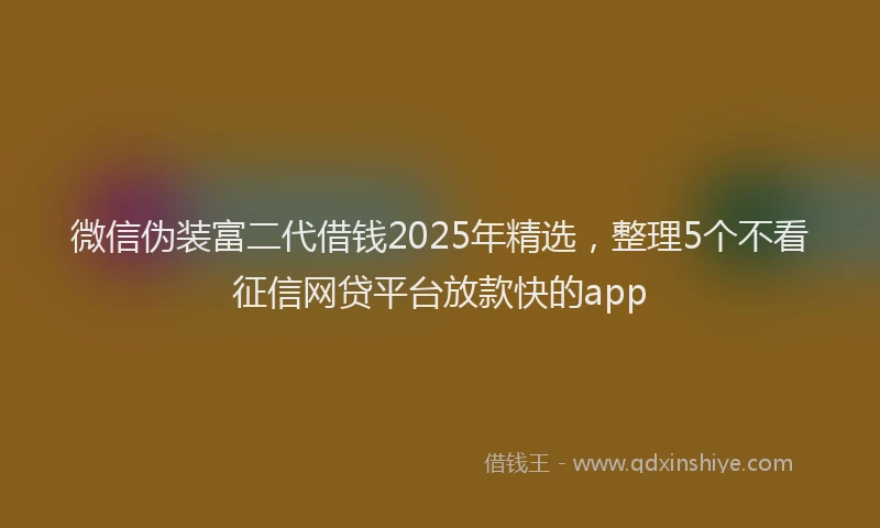 微信伪装富二代借钱2025年精选，整理5个不看征信网贷平台放款快的app