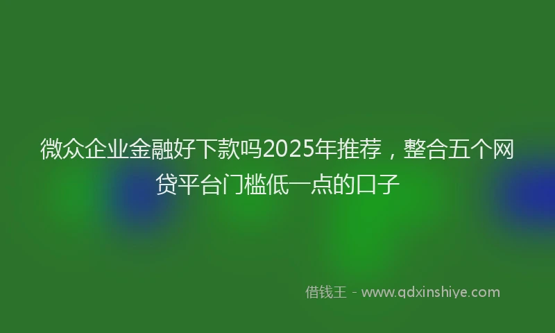 微众企业金融好下款吗2025年推荐，整合五个网贷平台门槛低一点的口子
