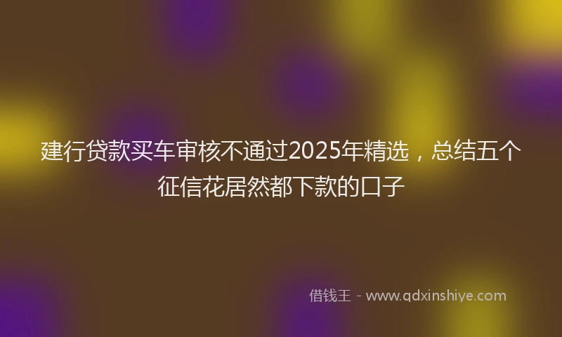 建行贷款买车审核不通过2025年精选，总结五个征信花居然都下款的口子