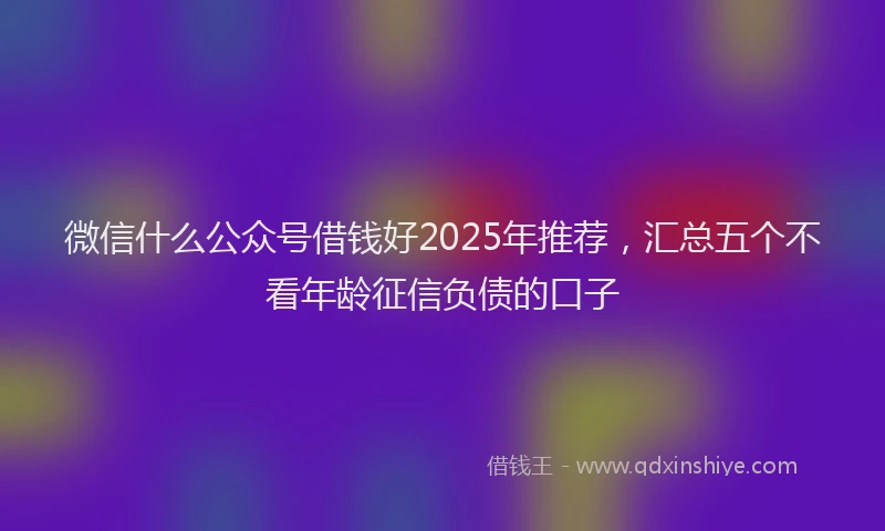 微信什么公众号借钱好2025年推荐，汇总五个不看年龄征信负债的口子