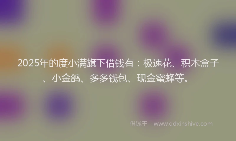 2025年的度小满旗下借钱有：极速花、积木盒子、小金鸽、多多钱包、现金蜜蜂等。