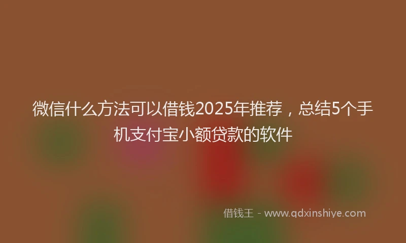 微信什么方法可以借钱2025年推荐，总结5个手机支付宝小额贷款的软件