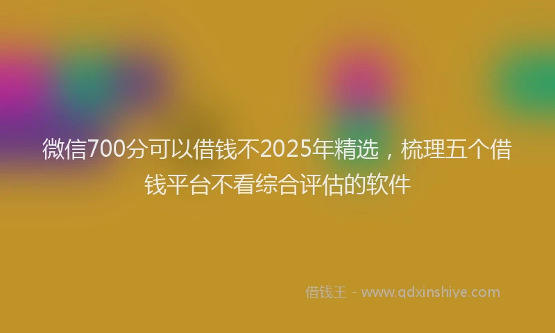 微信700分可以借钱不2025年精选，梳理五个借钱平台不看综合评估的软件