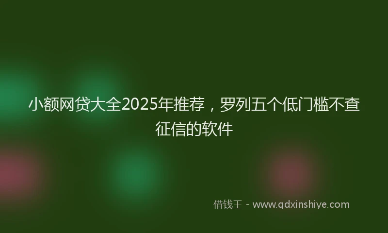 小额网贷大全2025年推荐，罗列五个低门槛不查征信的软件