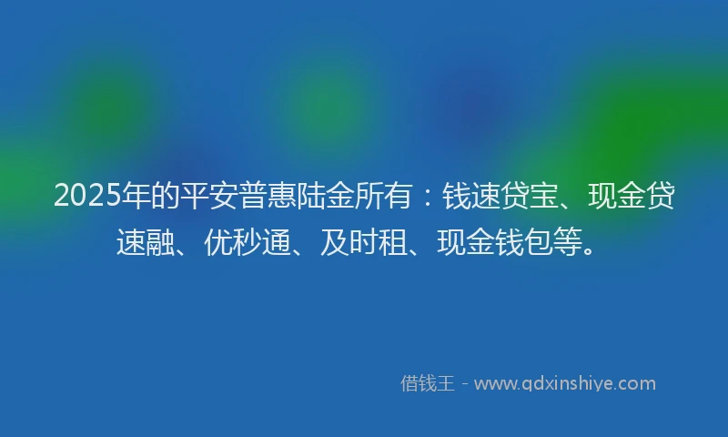 2025年的平安普惠陆金所有：钱速贷宝、现金贷速融、优秒通、及时租、现金钱包等。