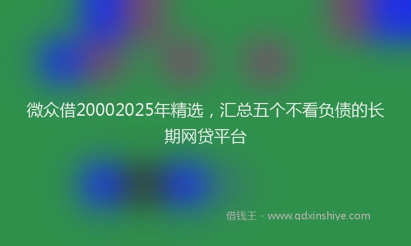 微众借20002025年精选，汇总五个不看负债的长期网贷平台