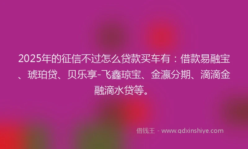 2025年的征信不过怎么贷款买车有：借款易融宝、琥珀贷、贝乐享-飞鑫琼宝、金瀛分期、滴滴金融滴水贷等。